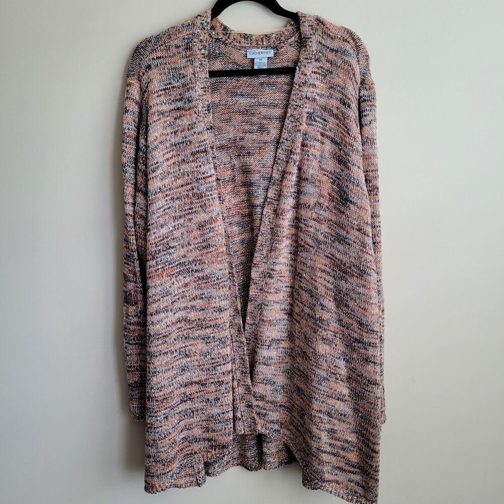 Catherines Womens Cardigan Sweater Plus Size 4X Long Line Knit Sequins Sparkle